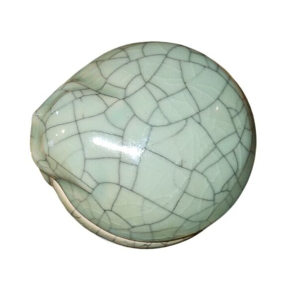 Vintage Trinket Box Japan Celedon Crackle Glaze 1978 Kaleidoscope Inc - Picture 2 of 9